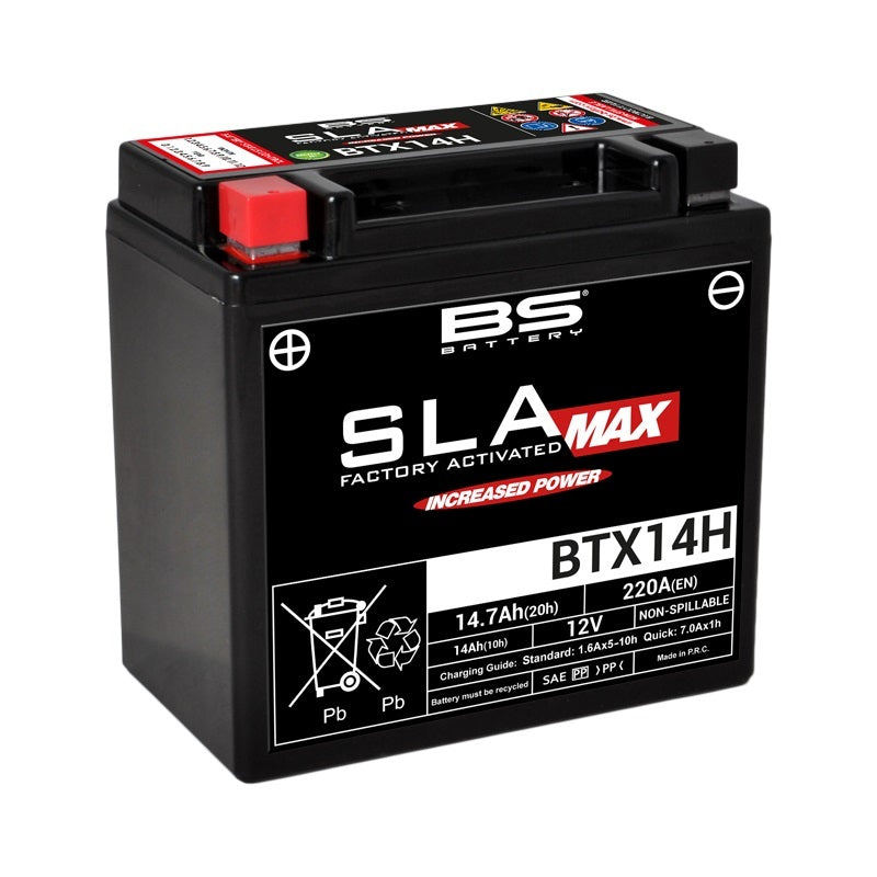 BS BATTERY SLA Max Batterie, wartungsfrei, werkseitig aktiviert - BTX14H