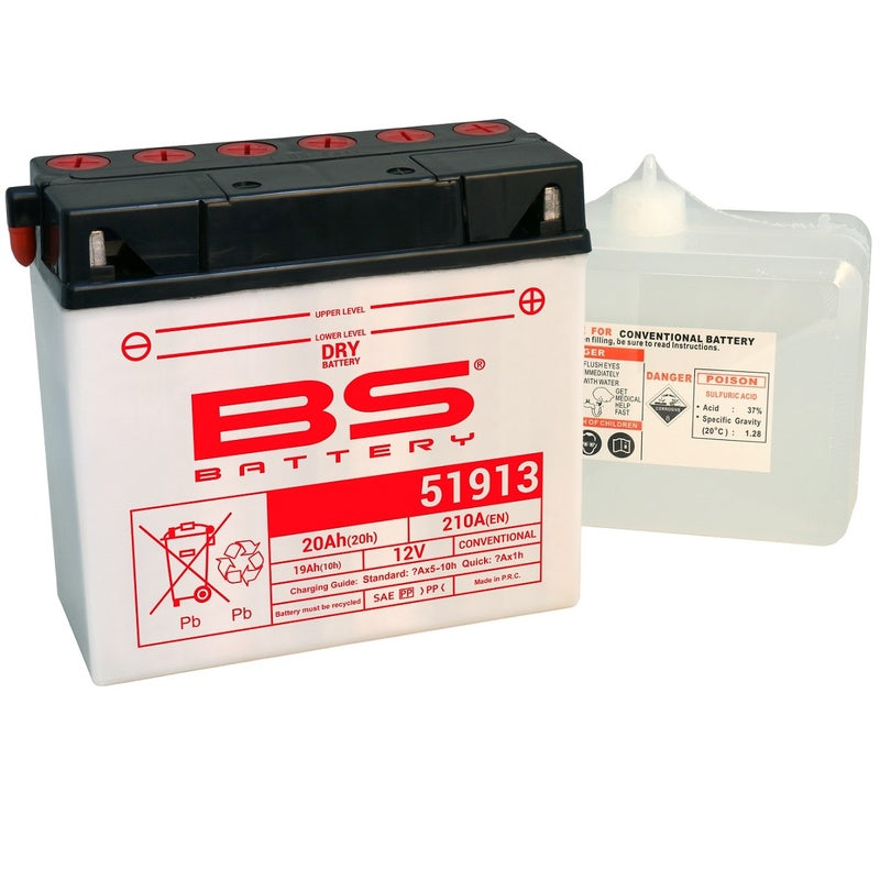 BS BATTERY Konventionelle Batterie mit Säurepackung - 51913 (12C16A-3A)