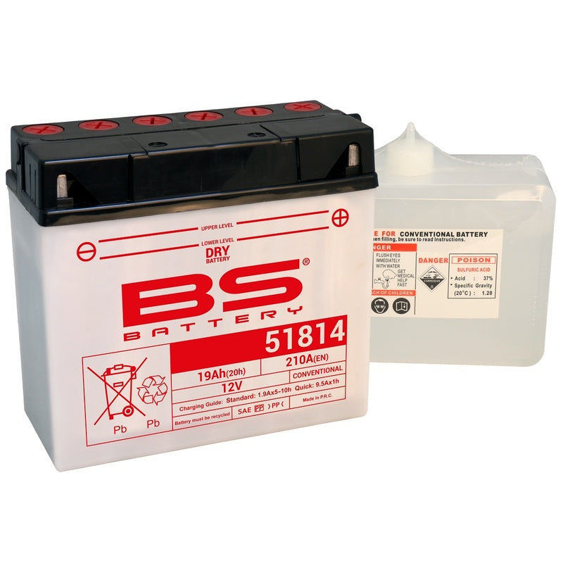 BS BATTERY Konventionelle Batterie mit Säurepackung - 51814 (12C16A-3B)