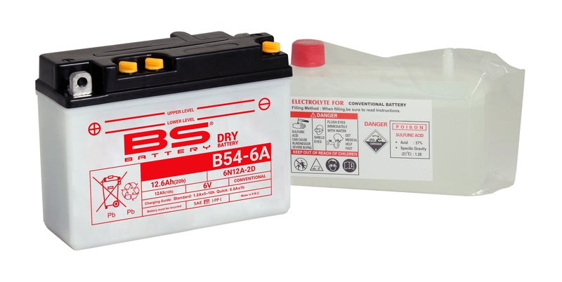 BS BATTERY Konventionelle Batterie mit Säurepack - 6N12A-2D (B54-6A)