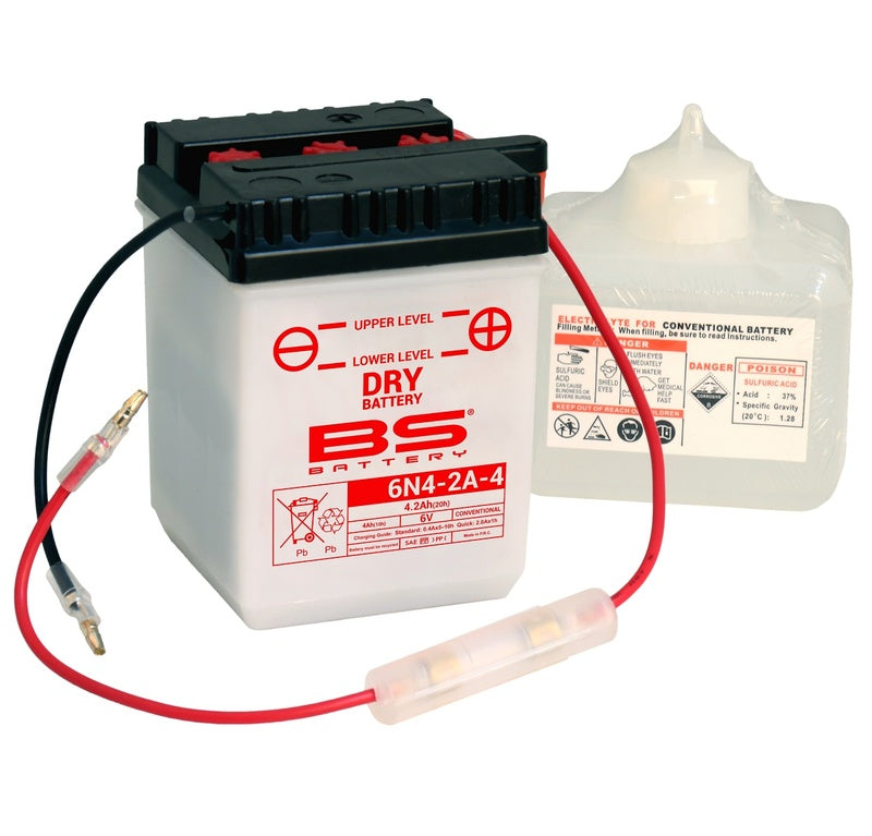 BS BATTERY Konventionelle Batterie mit Säurepack - 6N4-2A-4 (6V)