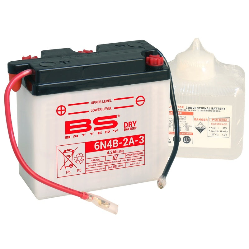 BS BATTERY Konventionelle Batterie mit Säurepaket - 6N4B-2A-3