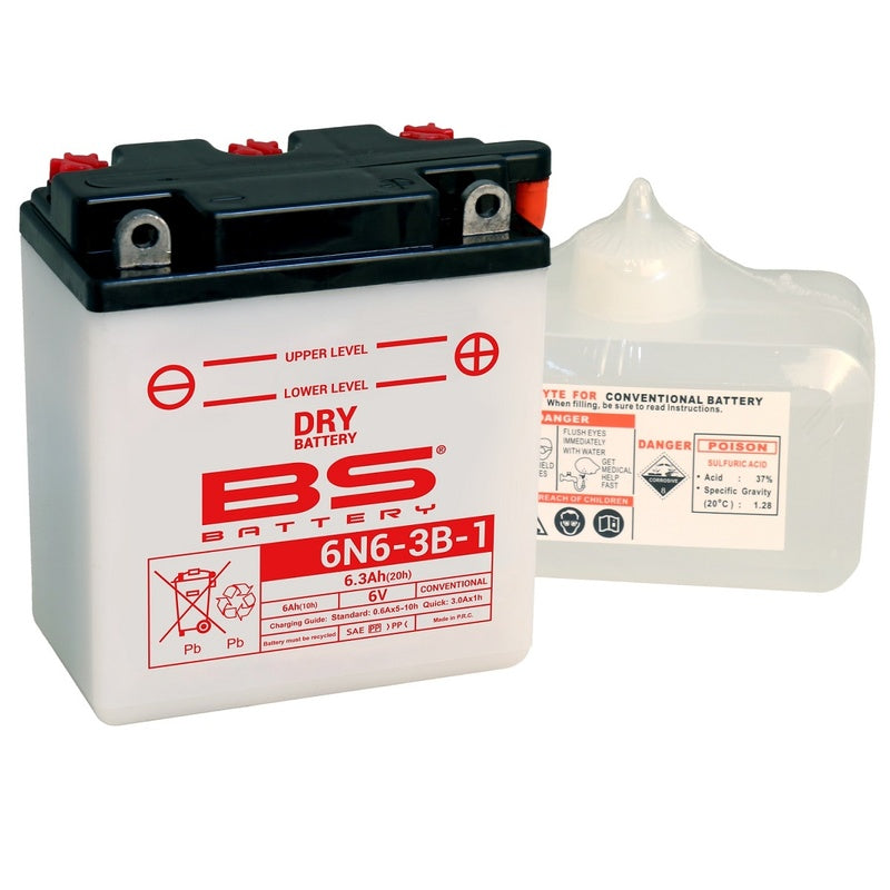 BS BATTERY Konventionelle Batterie mit Säurepaket - 6N6-3B-1
