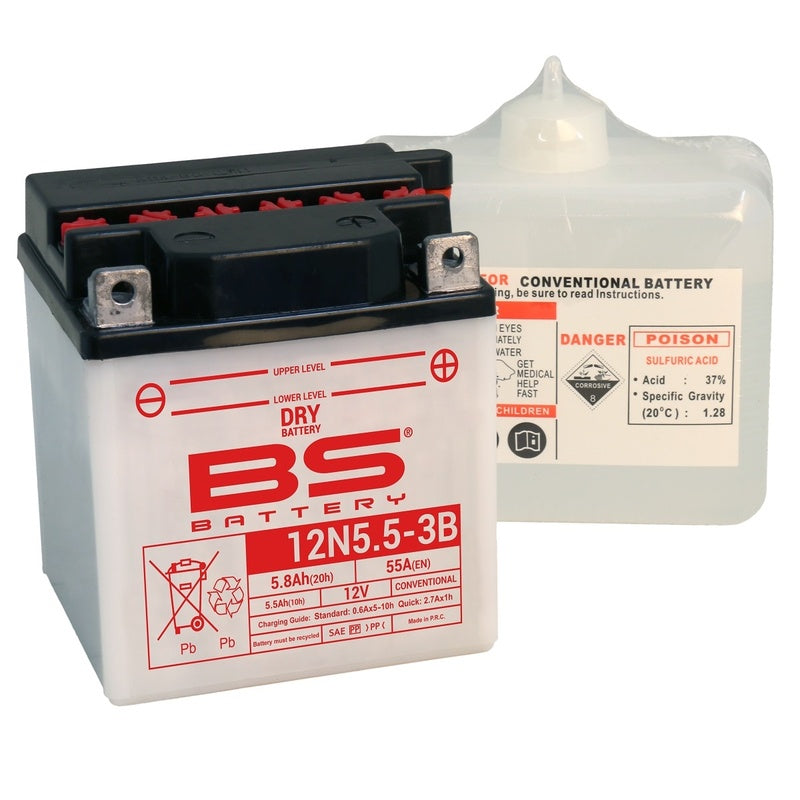 BS BATTERY Konventionelle Batterie mit Säurepack - 12N5.5A-3B