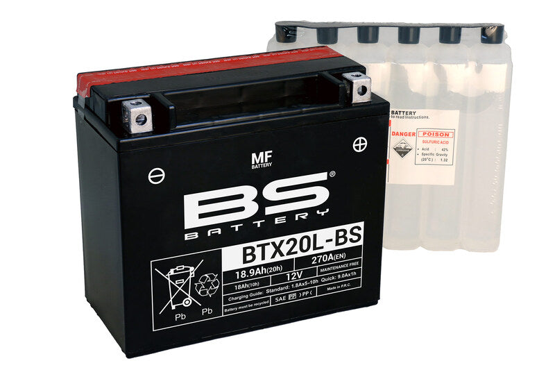 BS BATTERY Wartungsfreie Batterie mit Säurepaket - BTX20L-BS