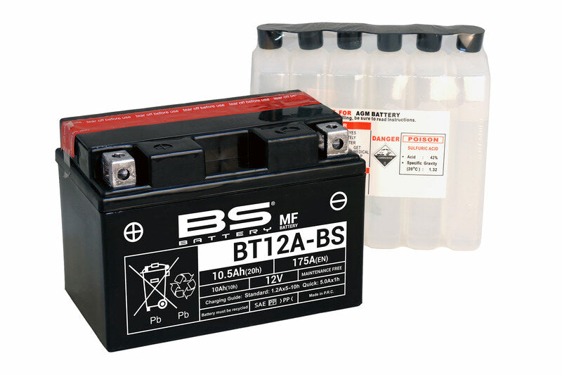 BS BATTERY Wartungsfreie Batterie mit Säurepaket - BT12A-BS