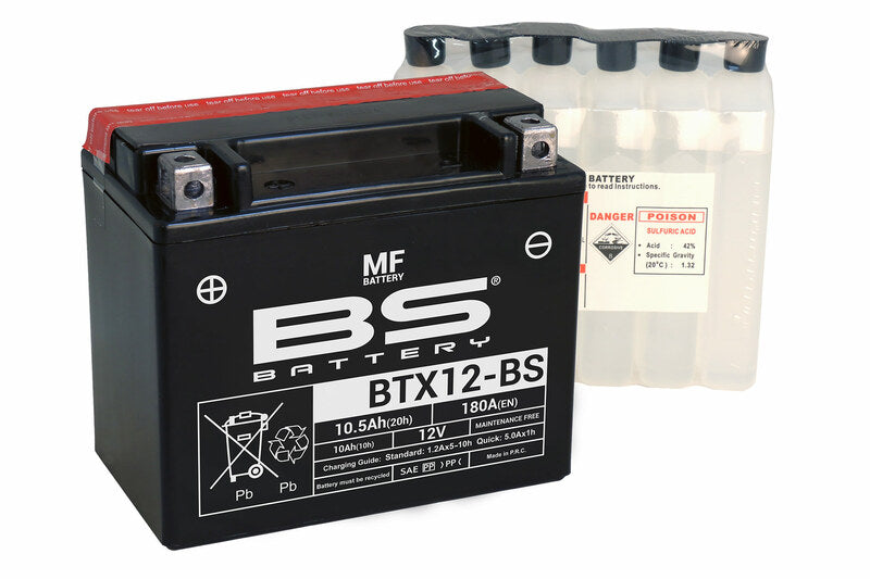 BS BATTERY Wartungsfreie Batterie mit Säurepaket - BTX12-BS