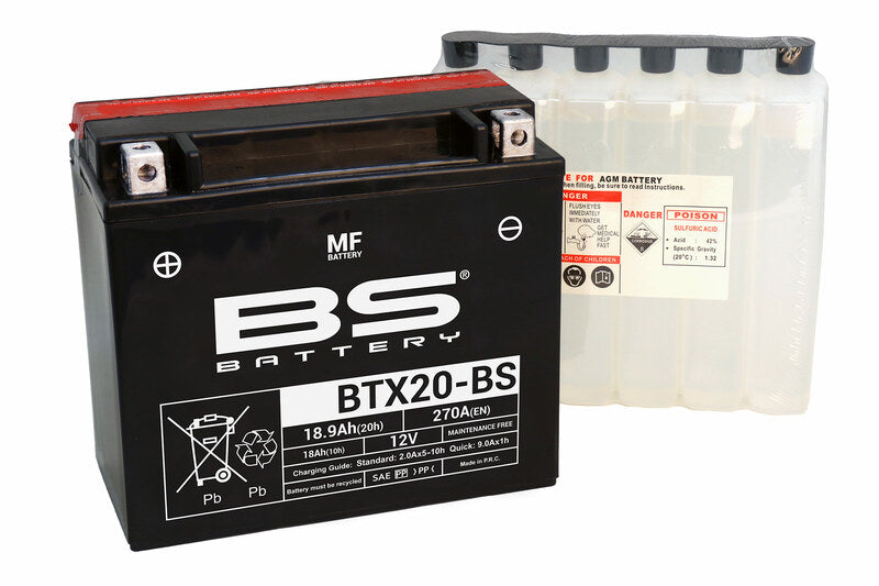 BS BATTERY Wartungsfreie Batterie mit Säurepaket - BTX20-BS