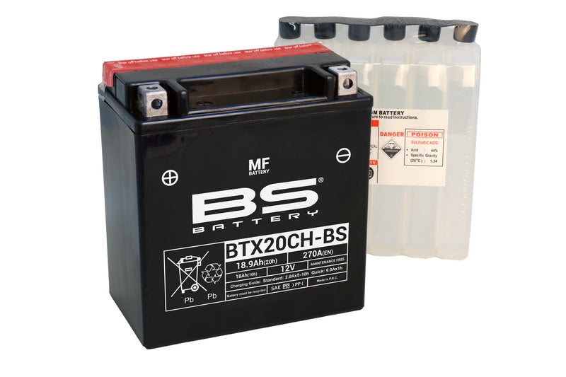 BS BATTERY Wartungsfreie Batterie mit Säurepaket - BTX20CH-BS