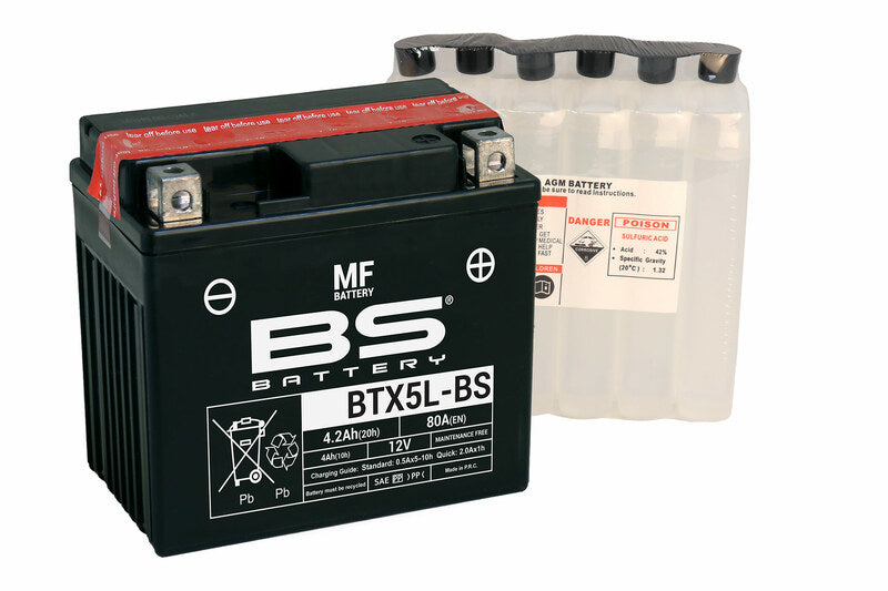 BS BATTERY Wartungsfreie Batterie mit Säurepaket - BTX5L-BS