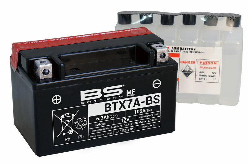 BS BATTERY Wartungsfreie Batterie mit Säurepaket - BTX7A-BS