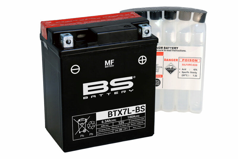 BS BATTERY Wartungsfreie Batterie mit Säurepaket - BTX7L-BS