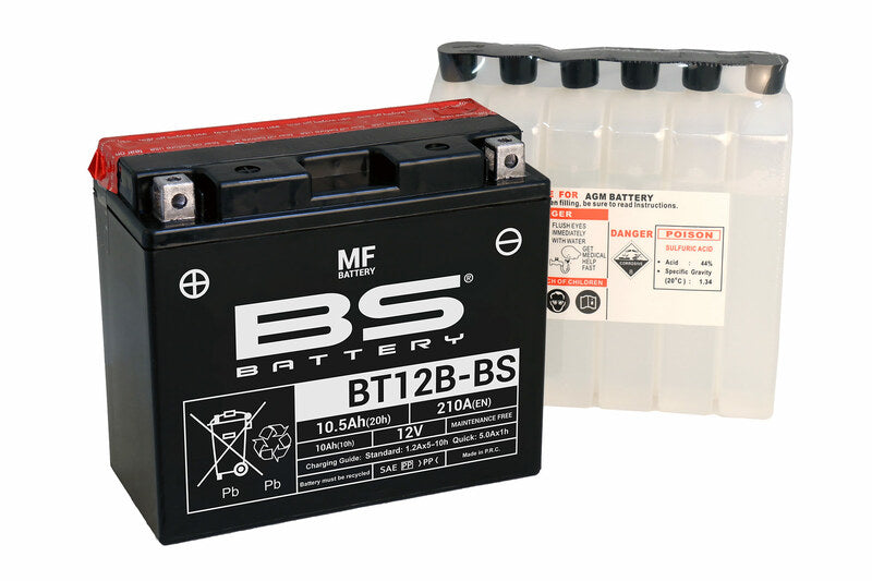 BS BATTERY Wartungsfreie Batterie mit Säurepackung - BT12B-BS