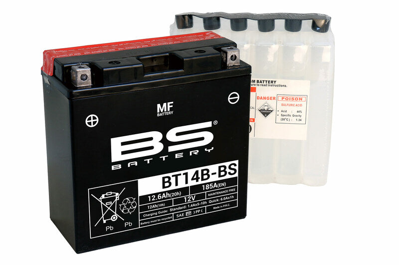 BS BATTERY Wartungsfreie Batterie mit Säurepackung - BT14B-BS