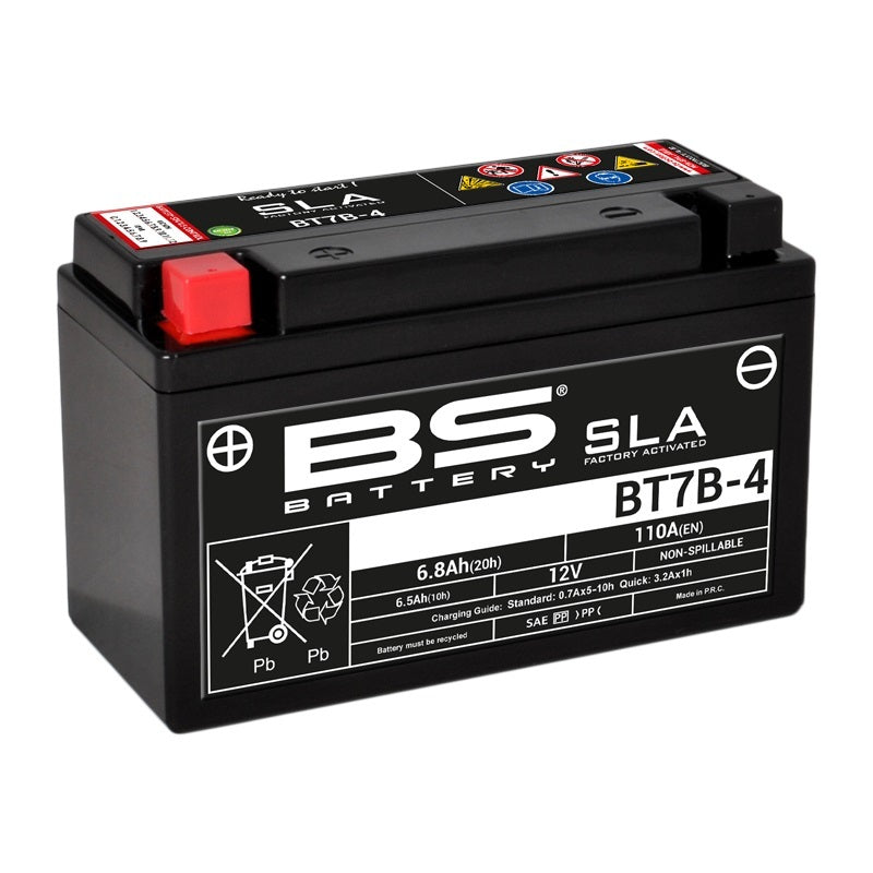 BS BATTERY SLA-Batterie, wartungsfrei, werkseitig aktiviert - BT7B-4