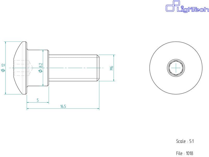 LighTech Special Screw M6 X 16,5 Type 1018 Ergal Silver by Unit