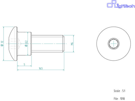 LighTech Special Screw M6 X 16,5 Type 1018 Ergal Silver by Unit