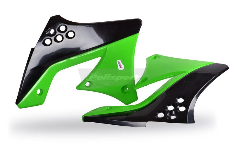POLISPORT Radiator Covers OEM Color Green/Black Kawasaki KX250F