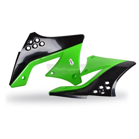 POLISPORT Radiator Covers OEM Color Green/Black Kawasaki KX250F