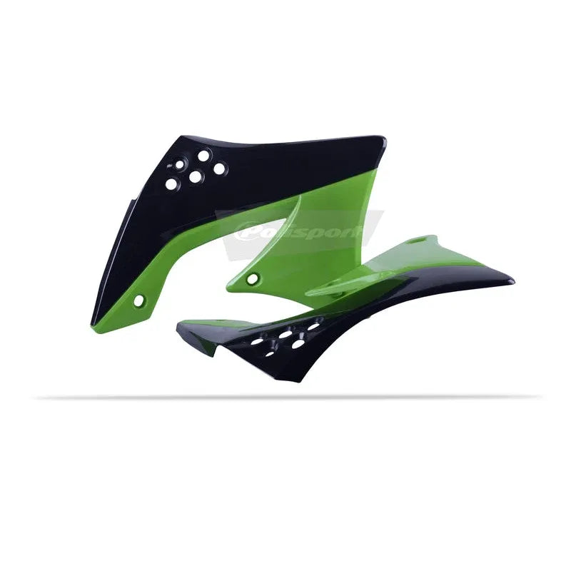 POLISPORT Radiator Covers OEM Color Black/Green Kawasaki KX450F