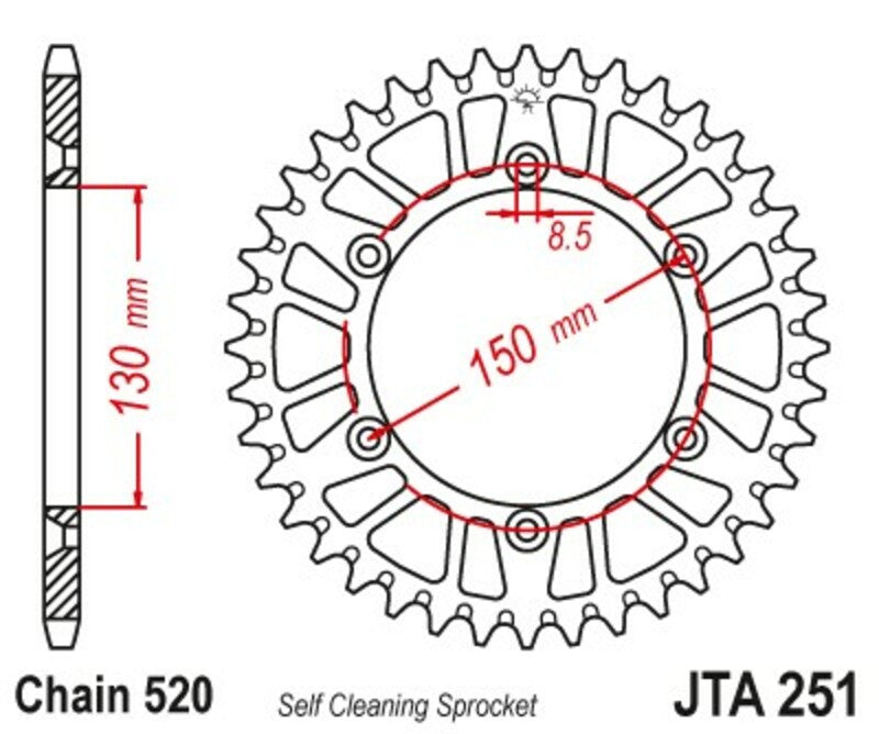 JT Sprockets Black Rear Sprocket JTA251 - 520