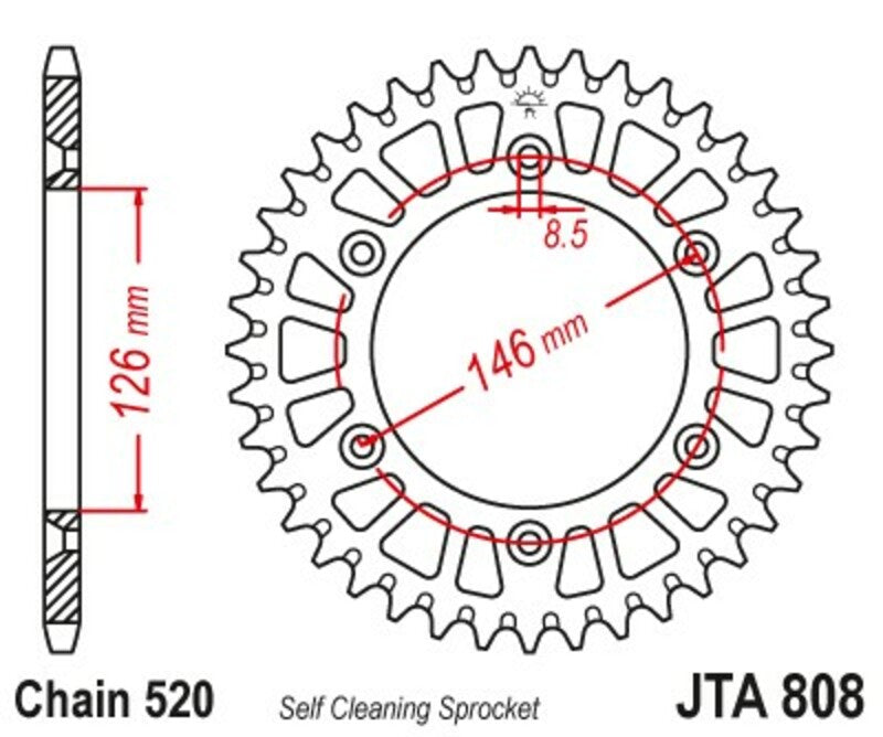 JT Sprockets Black Rear Sprocket JTA808 - 520