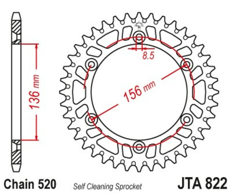 JT Sprockets Black Rear Sprocket JTA822 - 520