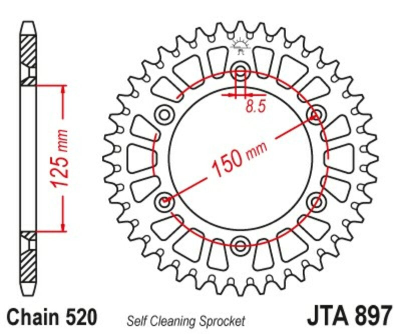 JT Sprockets Black Rear Sprocket JTA897 - 520