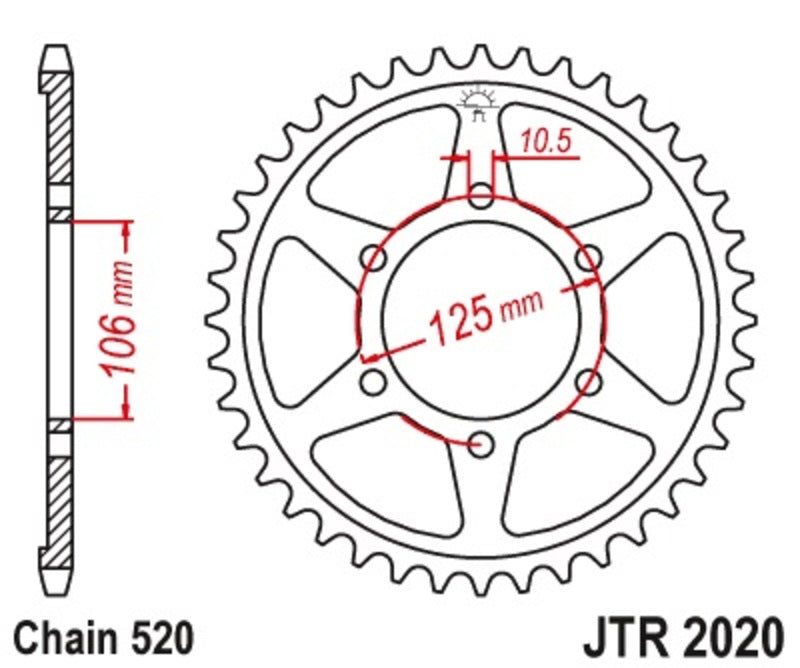 JT Sprockets Steel Rear Sprocket JTR2020 - 520