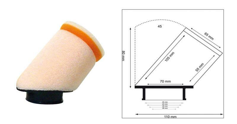 TWIN AIR Air Filter Cilindrical 45° Ø28mm - 158977