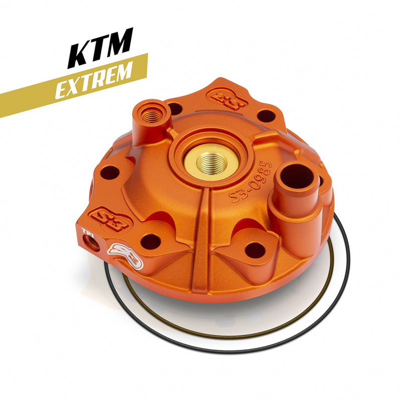 S3 Parts Extreme Enduro Cylinder Head & Insert Kit Low Compression - Orange KTM/Husqvarna