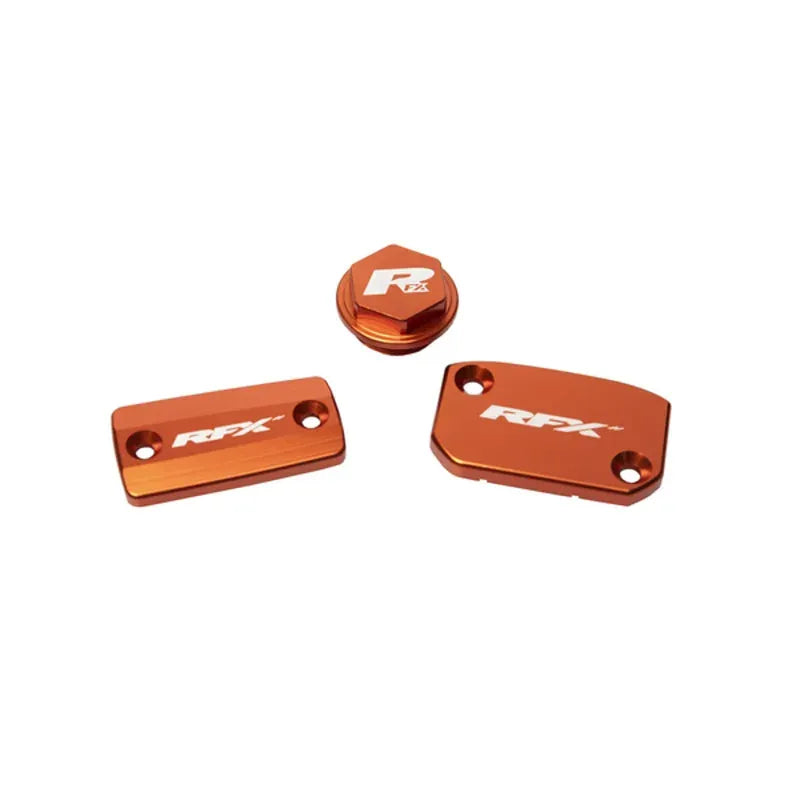 RFX Pro Reservoir Cap Kit Kit (Orange) - KTM SX/SXF (Brembo Brake and Magura Clutch) | Femon Parts