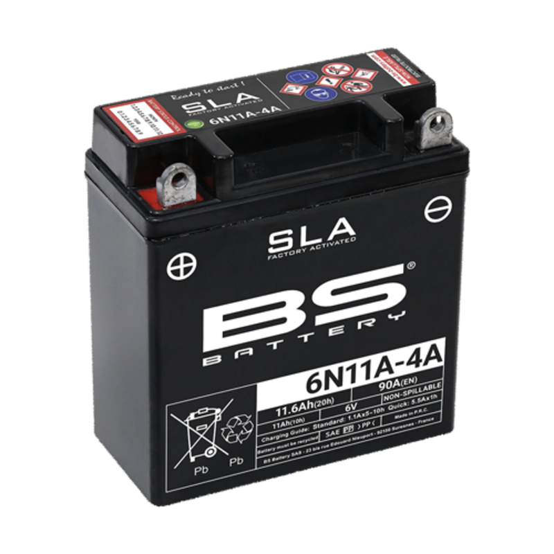 BS BATTERY SLA-Batterie, wartungsfrei, werksaktiviert - 6N11A-4A