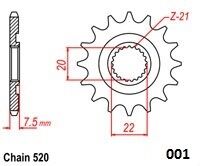 Moto-Master Ultralight voortandwiel staal - Honda CRF-250 (2004-2017)