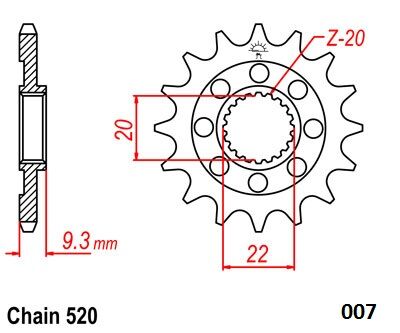 Moto-Master front sprocket 520 15t - Kawasaki KX-250 (2021-2024)