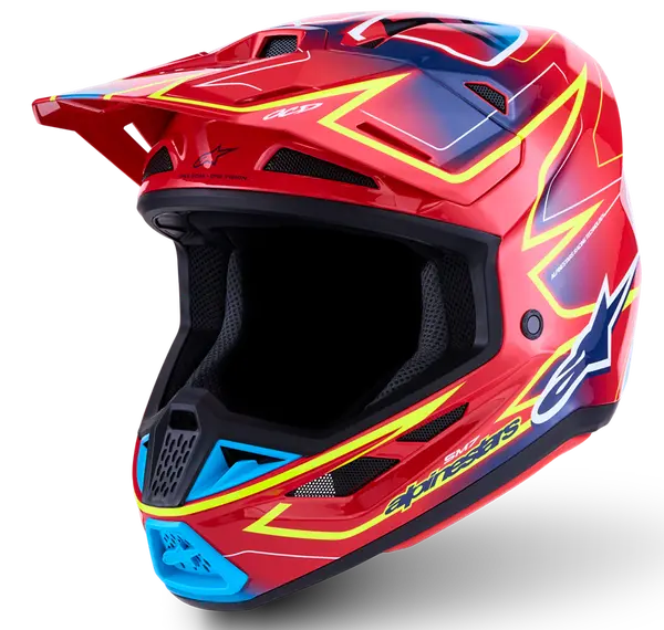 Alpinestars Helm SM7 CAST Rood/Geel/Blauw