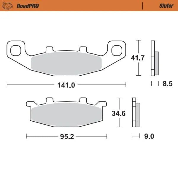 Moto-Master brake pad sinter rear - Kawasaki ZZR-1100 / ZZR-500 e.a. (1990-1993)