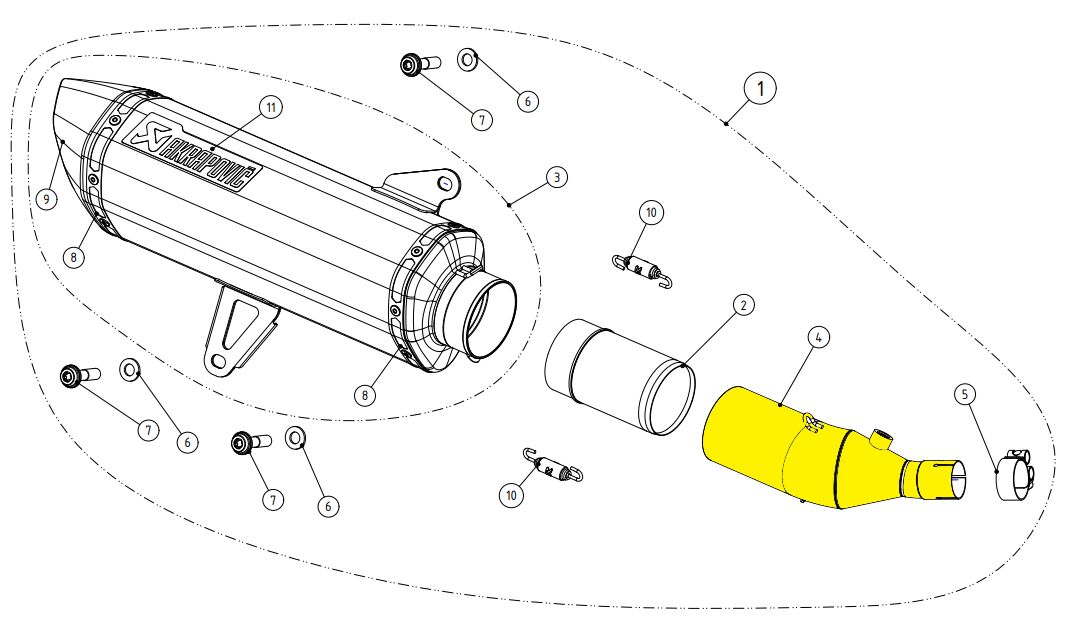 Akrapovic Mid Pipe uitlaatbocht en middenpijp zilver - Yamaha CZD 300 A / MW 125 e.a. (2021-2024) | Femon Parts