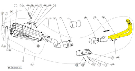 Akrapovic Replacement vervangende uitlaat onderdelen zilver - Yamaha T-Max / T-Max DX e.a. (2017-2019) | Femon Parts