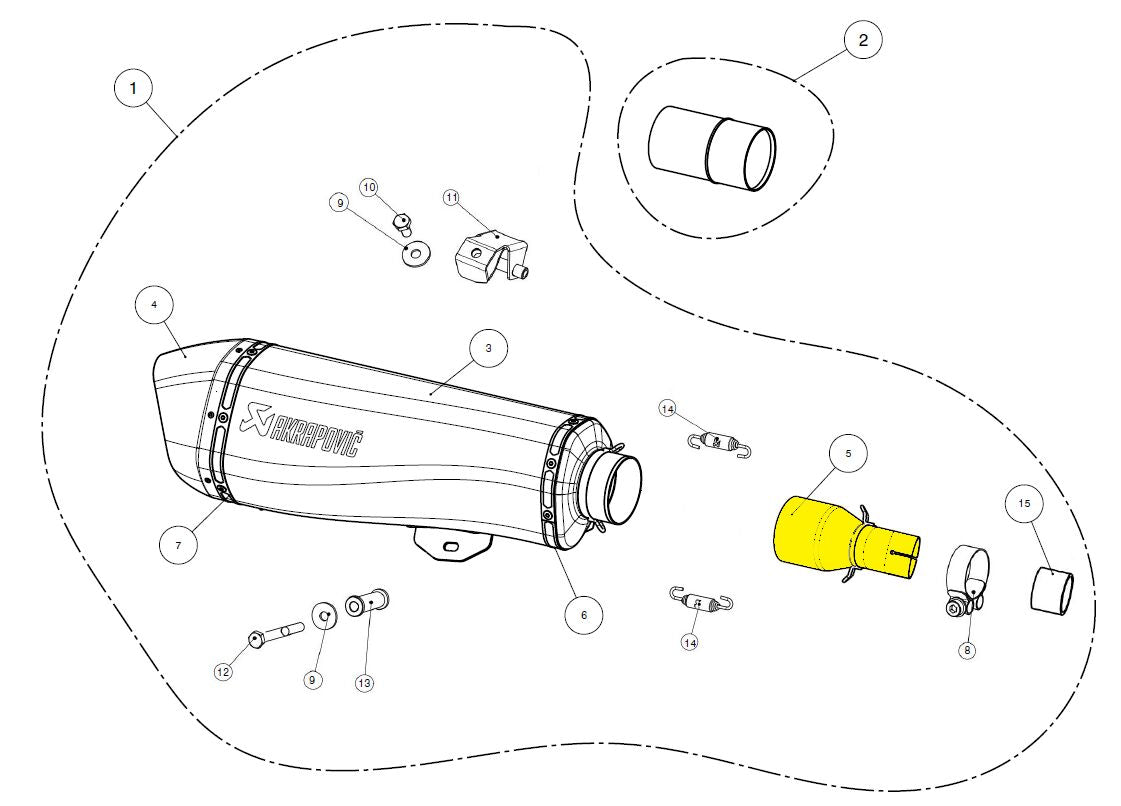 Akrapovic Mid Pipe vervangende uitlaat onderdelen zilver - Piaggio Business / MP3 500 e.a. (2010-2020) | Femon Parts