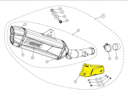 Akrapovic Heat Shield vervangende uitlaat onderdelen zwart - Yamaha TENERE 700 (2019-2025) | Femon Parts