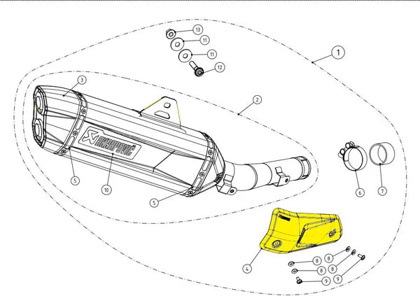Akrapovic Heat Shield vervangende uitlaat onderdelen zwart - Yamaha TENERE 700 (2019-2025) | Femon Parts