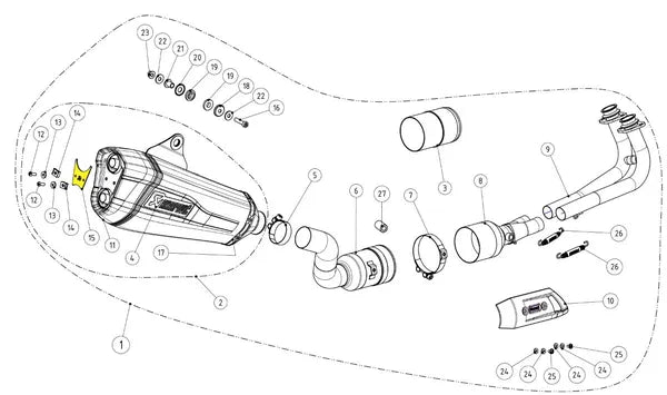 Akrapovic Akrapovic vervangende uitlaat onderdelen zilver - Yamaha T-Max / T-Max 20th Anniversary e.a. | Femon Parts