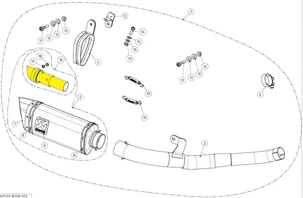 Akrapovic Decibel Killer vervangende uitlaat onderdelen roestvrij staal - Triumph STREET TRIPLE 765 (2017-2020) | Femon Parts