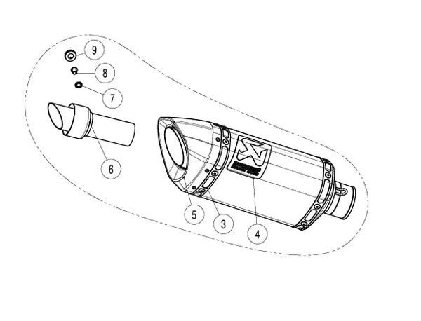 Akrapovic Racing Line vervangende uitlaat onderdelen zwart - Yamaha MT-07 / XSR-700 (2014-2025) | Femon Parts