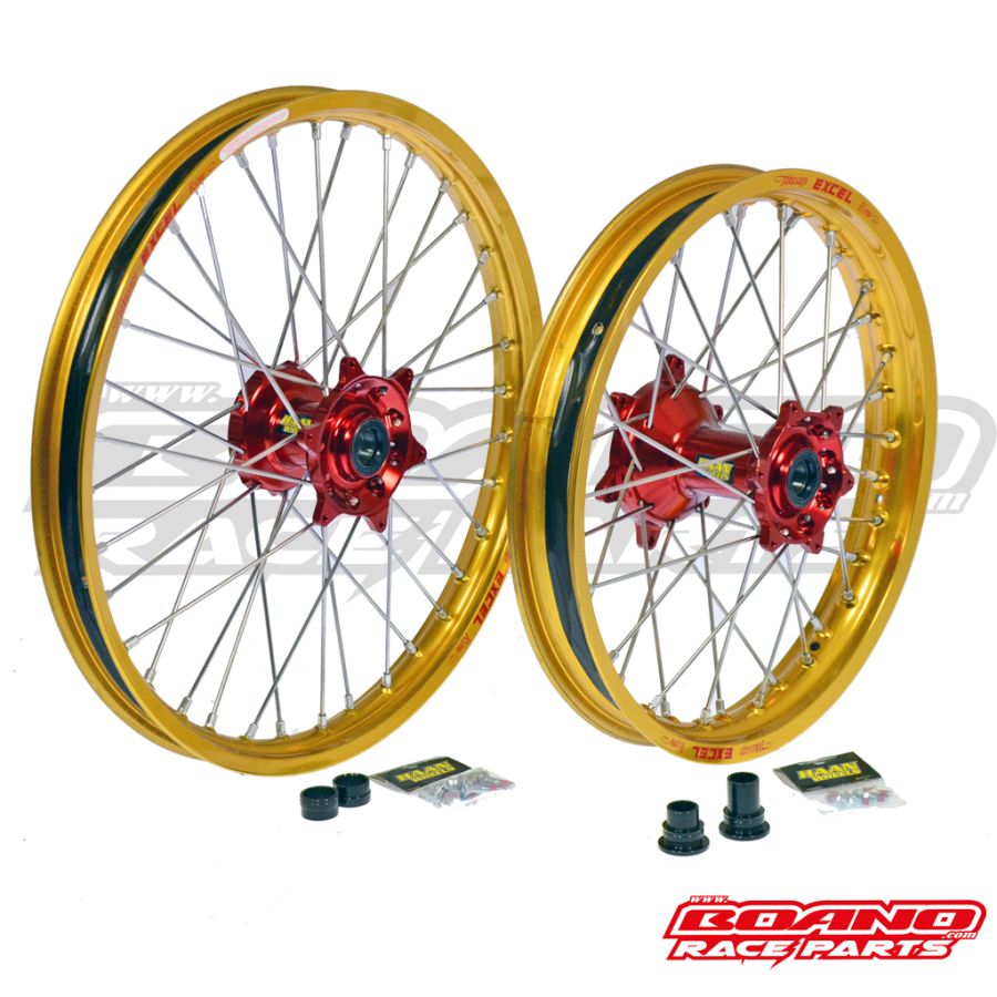 BOANO Haan wielenset Excel, goud met rode naaf - Beta RR 2T/4T (2013-2026)