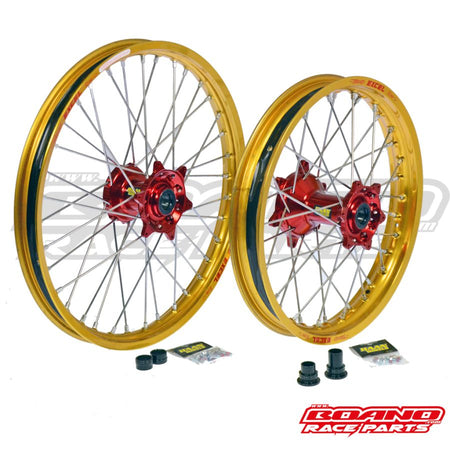 BOANO Haan wielenset Excel, goud met rode naaf - Beta RR 2T/4T (2013-2026)