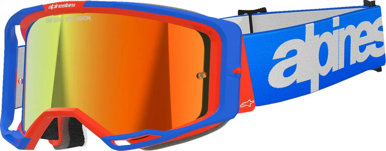 Alpinestars Crossbril Vision 8 Wordmark Blue/Orange Mirror-Red