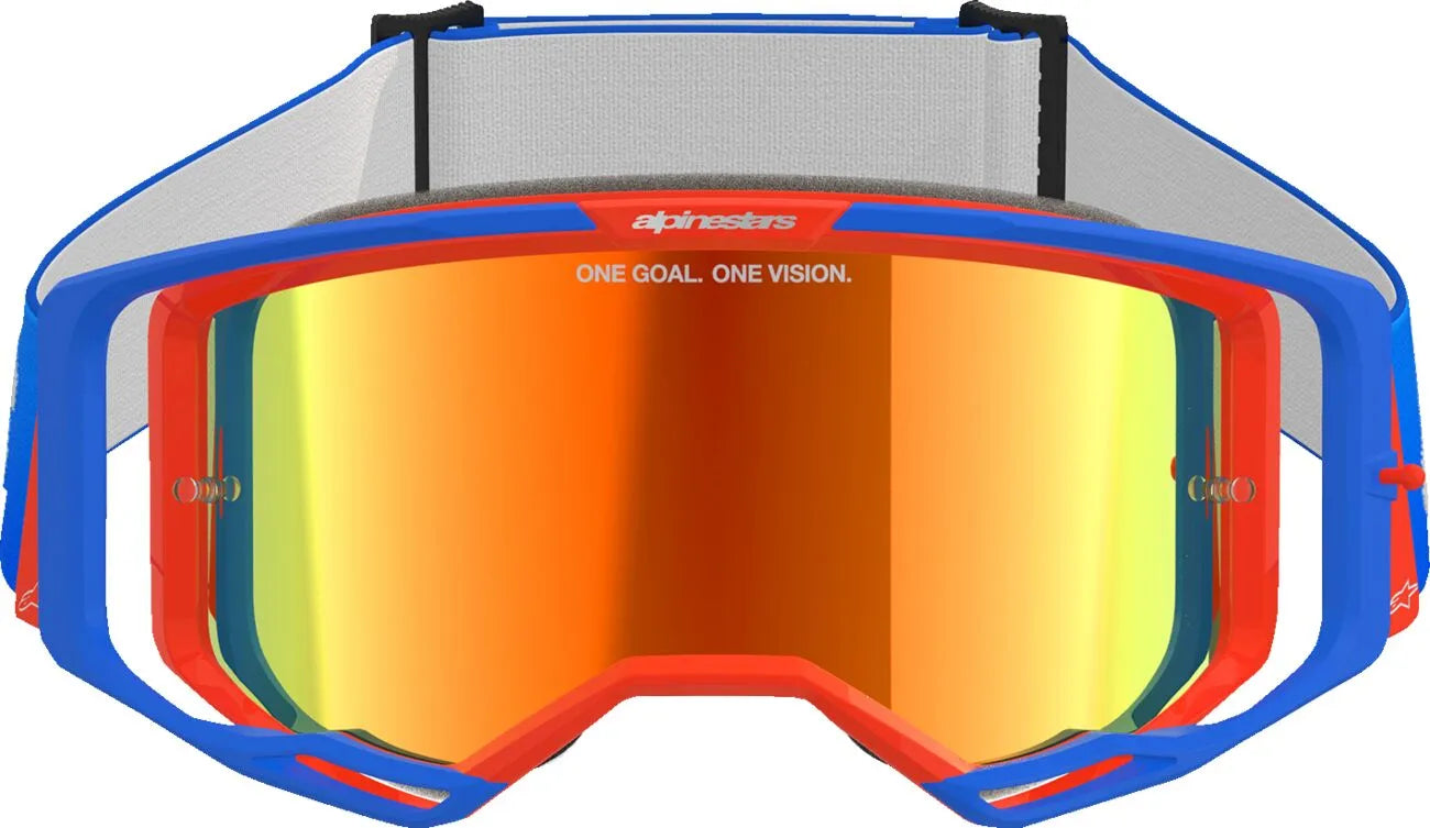 Alpinestars Crossbril Vision 8 Wordmark Blue/Orange Mirror-Red