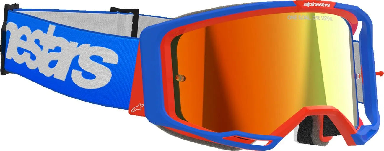 Alpinestars Crossbril Vision 8 Wordmark Blue/Orange Mirror-Red